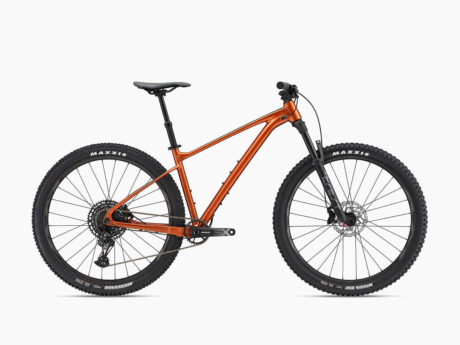 image features a Giant Fathom 29 1, a premium hardtail mountain bike in orange colour